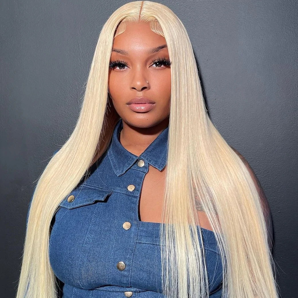 13x6 Straight Lace Frontal Wig Blonde Color 613
