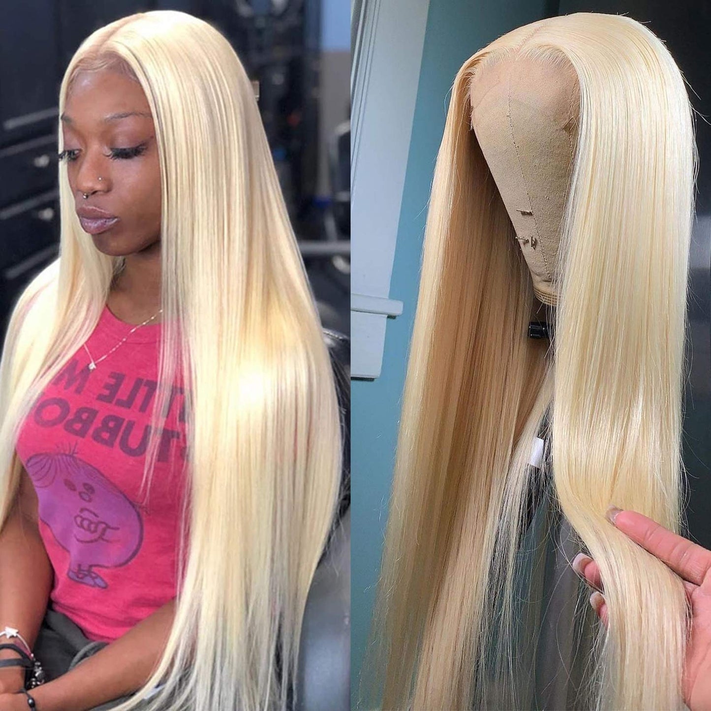 13x6 Straight Lace Frontal Wig Blonde Color 613
